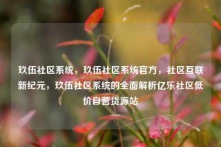 玖伍社区系统，玖伍社区系统官方，社区互联新纪元，玖伍社区系统的全面解析亿乐社区低价自营货源站
