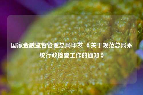 国家金融监督管理总局印发 《关于规范总局系统行政检查工作的通知》  第1张