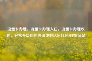 流量卡办理，流量卡办理入口，流量卡办理攻略，轻松升级您的通讯体验亿乐社区SUP货源站