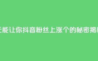 1元能让你抖音粉丝上涨100个的秘密揭秘