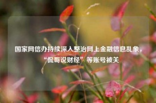 国家网信办持续深入整治网上金融信息乱象，“侃哥说财经”等账号被关