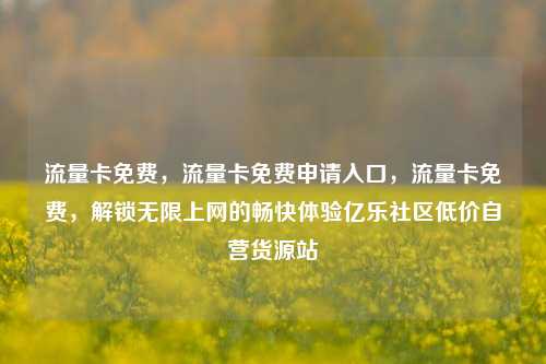 流量卡免费，流量卡免费申请入口，流量卡免费	，解锁无限上网的畅快体验亿乐社区低价自营货源站  第1张