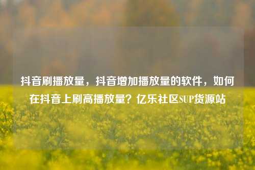 抖音刷播放量	，抖音增加播放量的软件，如何在抖音上刷高播放量？亿乐社区SUP货源站  第1张