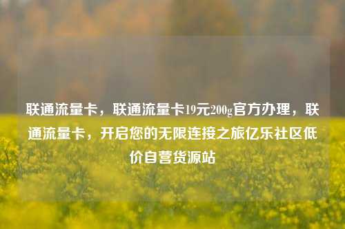 联通流量卡，联通流量卡19元200g官方办理	，联通流量卡，开启您的无限连接之旅亿乐社区低价自营货源站  第1张